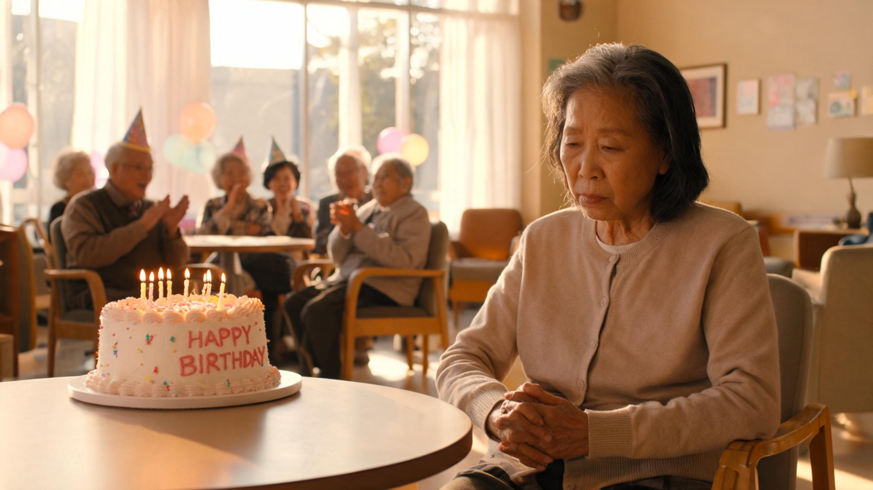 养老院生日会上沉默的奶奶