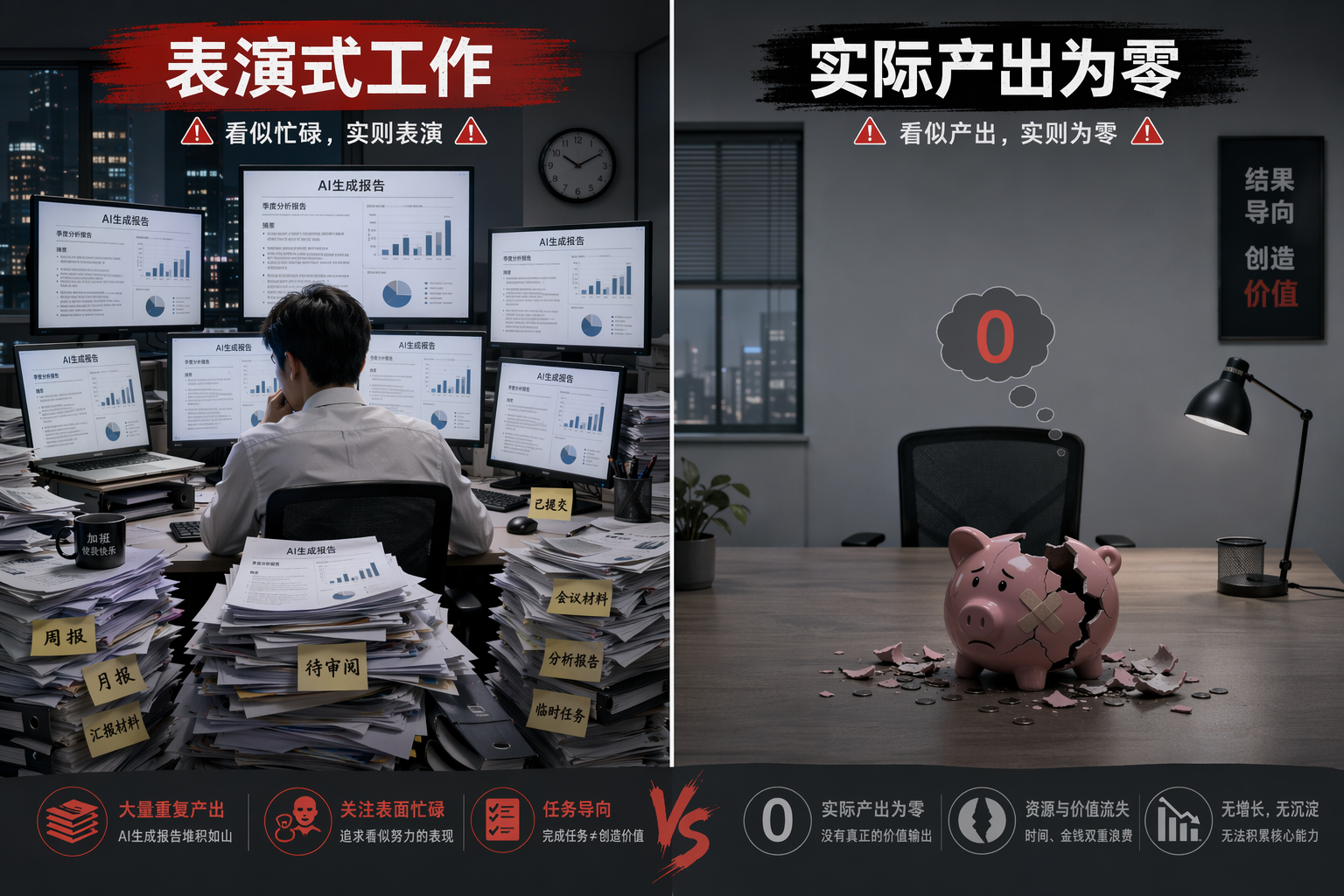 企业员工表演式用AI对比